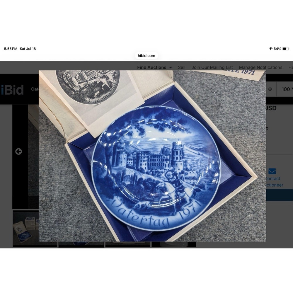 1971 Bareuther Bavaria Germany Fathers Day Vatertag Heidelberg Castle Plate NOS